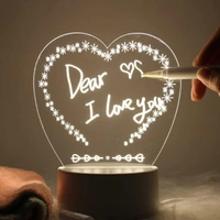  3D Acrylic Message Note Board Led Night Holiday Light Decorative Lamp For Creative Keeps Notes Drawing Table Home Décor/Bedroom/Gift/Office Decoration/Erasable(Message Board Rectangle) - 1 Piece