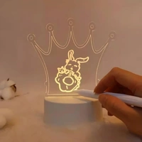  3D Acrylic Message Note Board Led Night Holiday Light Decorative Lamp For Creative Keeps Notes Drawing Table Home Décor/Bedroom/Gift/Office Decoration/Erasable(Message Board Rectangle) - 1 Piece