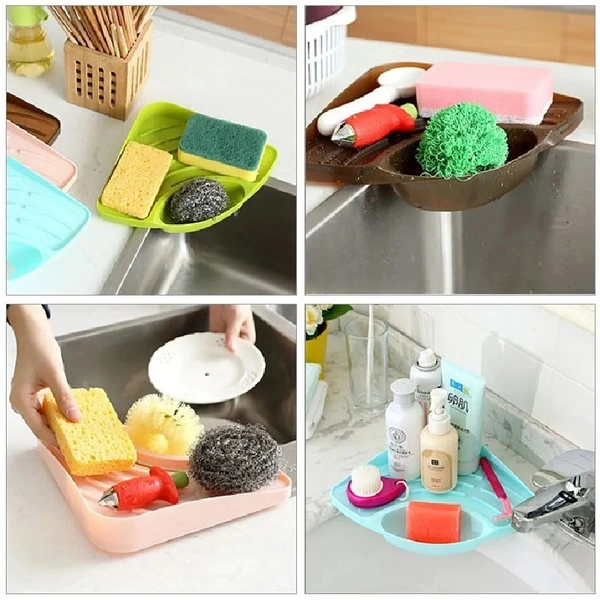 Envogue Multiuse Drain Kitchen Sink Wash Basin Storage Organizer Corner Rack Random Color - 2
