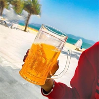 Fake Beer Double Wall Freezing Gel Inside Transparent Glass 450ml