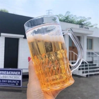 Fake Beer Double Wall Freezing Gel Inside Transparent Glass 450ml
