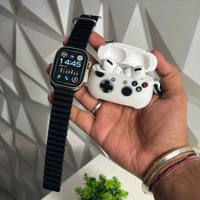 First Time Ultra 2 With AirPods Pro 2 Premium Combo, Including Ocean, Tail Loop Strap, Premium Case - Black