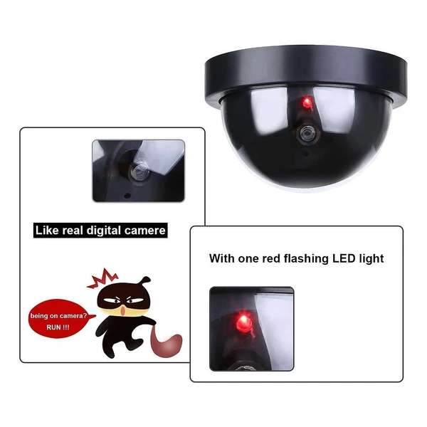 Dummy CCTV Dome Camera with Blinking Red LED Light for Home/Shop/Office/Lift Security Camera - 2