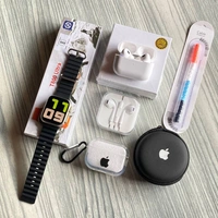 Most Awaited Budget Combo | T800 Ultra Smartwatch, AirPods Tws, Earphone, AirPods Case, Cable Protector  - Black