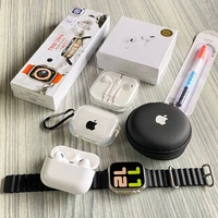 Most Awaited Budget Combo | T800 Ultra Smartwatch, AirPods Tws, Earphone, AirPods Case, Cable Protector  - Black