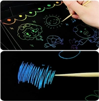 Colourful Scratch Note, birthday return gifts for kids Scratch Note Colorful Magic Art Craft Kit, Scratch Book for Kid'sCreative Drawing Activity Toy Educational Stationary Kit Ideal Birthday Return Gift Aged 3-12, Includes Multicolour - 2