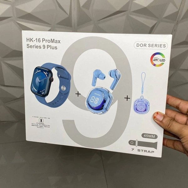 First Time In India Series 9 Hk-16 Pro Max Combo, Ultra Pods With Lanyard 2.01 Premium Quality Display