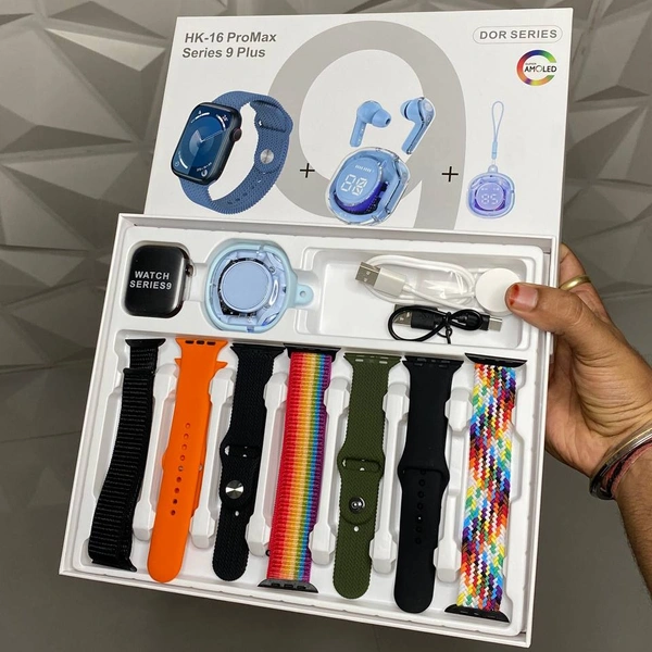 First Time In India Series 9 Hk-16 Pro Max Combo, Ultra Pods With Lanyard 2.01 Premium Quality Display
