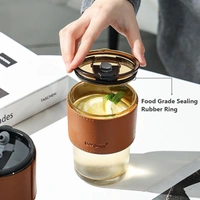 Tea and Cold Coffee Glass Tumbler with Lid and Straw Cups ands for Glass Coffee Mug 450ML