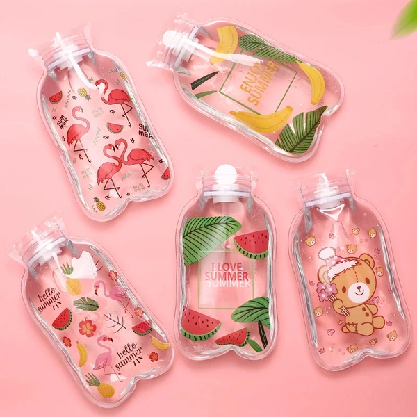 Small Mini Size Cute Cartoon Designs Printing Transparent Hot & Cold Water Bag Non- Electronics Hot Water Bag (Transparent)Material: PVCProduct Weight: 100 gms - Pack Of 4