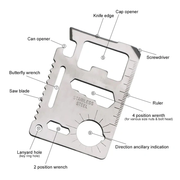 11 fution tool with using manual all functional perfect shape ATM Card Size Survival Tool Kit Survival Tool Kit Pocket size