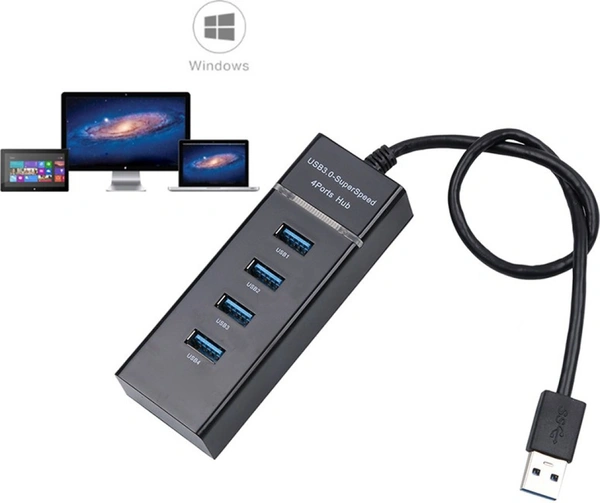 4 Port USB 3.0 Hub with Hi-Speed Data Transfer, LED Indication