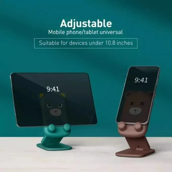 Angle Height Adjustable Cute Bear Phone Holder Stand, Compatible with iPhone, Kindle, iPad, Switch, Tablets