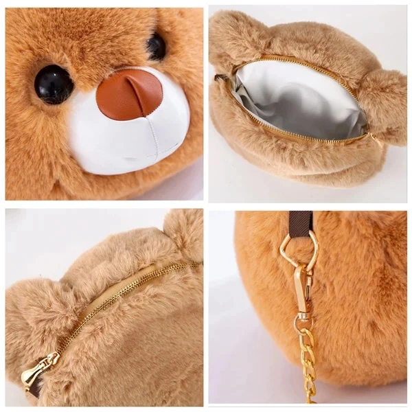 Cute Cartoon Bunny Crossbody Chain Bag for Girls - Bear