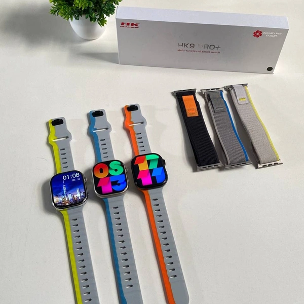 Wearfit HK9 Pro Plus New Version Watch With Amoled display Most Premium Watch With Premium Dual Straps - Yellow
