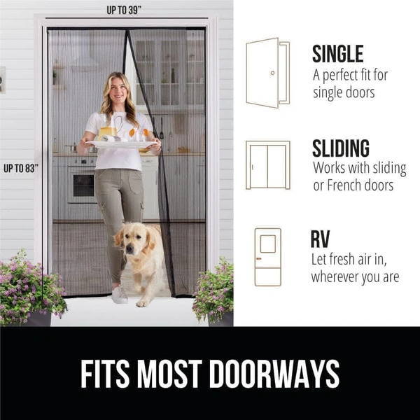 Heavy Duty Mesh Curtain, Magnet Doorway Net, Covers Single, Patio, Sliding Doors, Closure Magnets for Mosquito Pets Kids