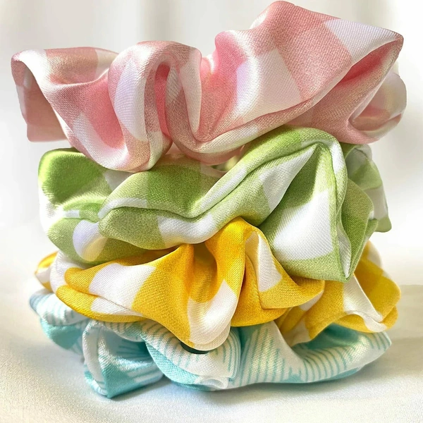 Cute Hair Scrunchies Pack Of 3 Random Print & Color