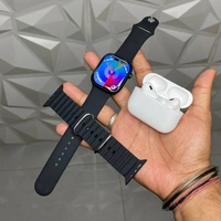 The Most Premium Master Quality Combo Is Back, Amoled Display Ws91 Max Dual Strap With AirPods Pro 2 Premium Quality