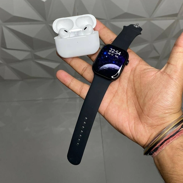 The Most Premium Master Quality Combo Is Back, Amoled Display Ws91 Max Dual Strap With AirPods Pro 2 Premium Quality
