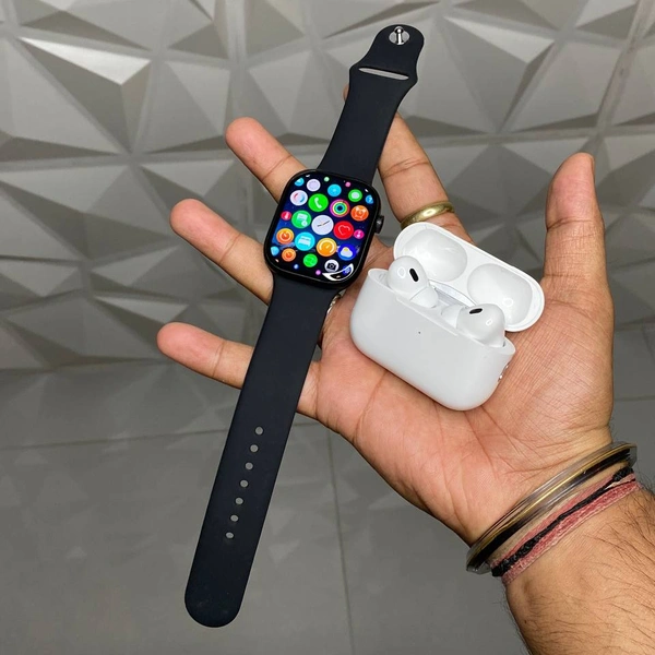 The Most Premium Master Quality Combo Is Back, Amoled Display Ws91 Max Dual Strap With AirPods Pro 2 Premium Quality