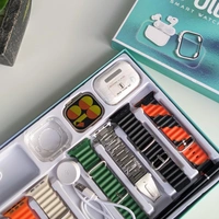 New Arrivals Ultra 10 In 1 Ultra Smartwatch,Watch Guard,Pro 2 Tws Earbud,7 Variety Of Assorted Straps & Touch Pen All In One Set