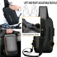 Anti theft Crossbody Sling bag ,Waterproof Chest Daypack with USB Charging, Black, One Size, Locomotive Style - Black