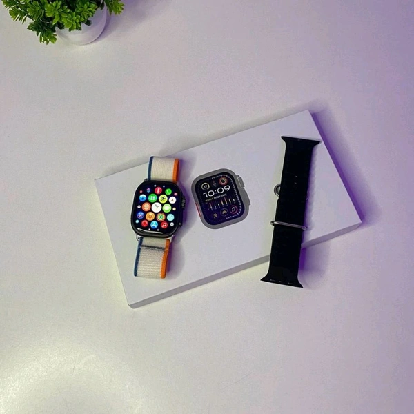 Series 8 Ultra 3d Curved Display With Dual Strap In Box, Always On Display, All 3 a Working, 1:1 Original Packing - White