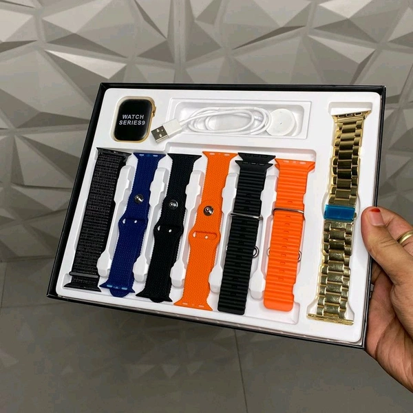 Series 9 Pro 7 In 1 Strap Combo With 2.01 Super Amoled Display, Premium Quality Watch Set