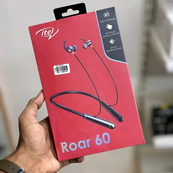 Original Itel Roar 60 IEB-53D GradGold Ergonomic Neckband Built in FM Radio MP3 Player Memory Card Slot 10mm Bass Boost DriverBT Version:v5.0 Battery Capacity 200mAh MP3(SD Card) Play time :21 Hours FM Radio