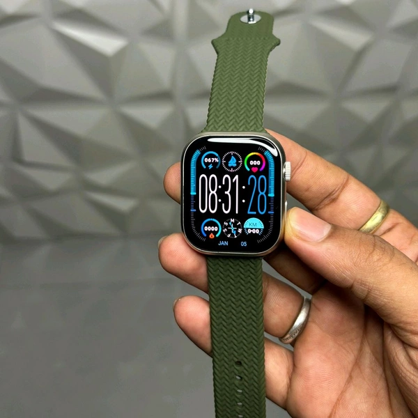 Wearfit Hk9 Pro Max Plus Super Amoled Display Smartwatch with ChatGPT-Powered | 5.3 Bluetooth Calling Smartwatch | Always On Display | 90 Hz Refresh Rate | AI Health & Fitness Tracker | Compass - Green, 1 Month Cybzone Warranty
