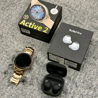 Most Awaited Budget Combo | Active 2 Amoled Display Smartwatch And Buds 2 Pro Best Quality Earphone - Gold/Black