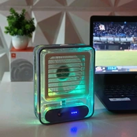Rechargeable Battery Operated Mini USB Fan With Mist Water Spray Mini Cooler With LED Night Light Mini AC Personal Air Cooler Desk Fan for Office Kitchen Home