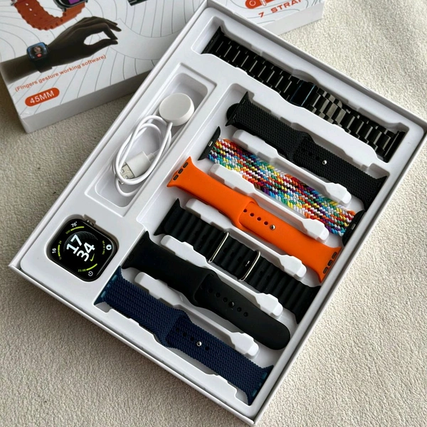 Festival Special Combo Gift Pack | Series 9 High Quality Display Smartwatch With 7 Different High Quality Straps