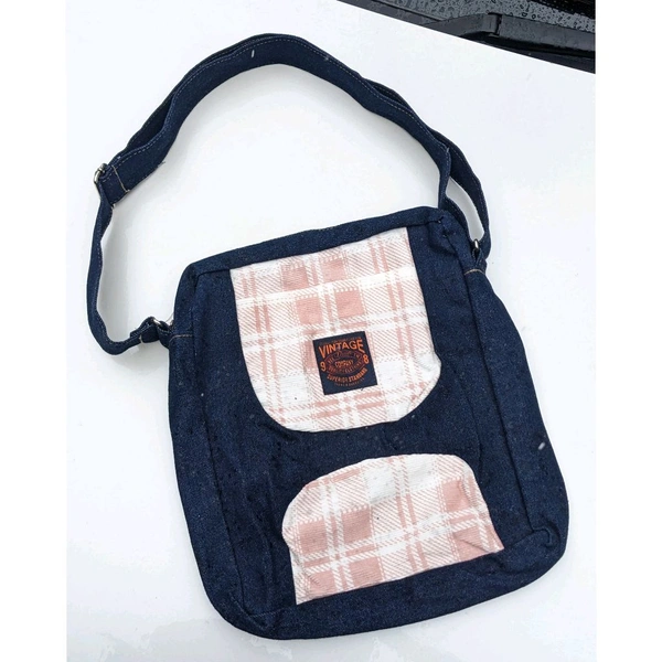 Denim Vintage High-Capacity Canvas Slouchy Shoulder Bag | Ultra Sporty Messenger Sling Bag For Multipurpose Use - White, 1 Month Stitching Warranty