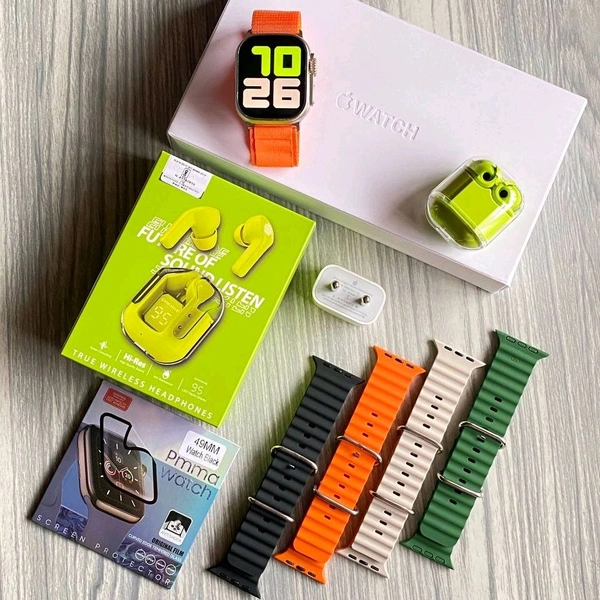 Trending Combo Offer | Series Smartwatch, Ultrapod Premium Buds, Charging Dock, Screen Guard With 5 Premium Quality Straps - STC1