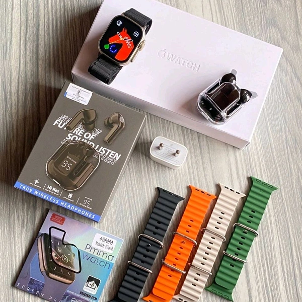 Trending Combo Offer | Series Smartwatch, Ultrapod Premium Buds, Charging Dock, Screen Guard With 5 Premium Quality Straps - STC2