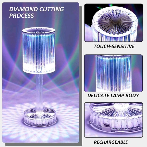 Crystal Diamond Table Lamp,Touch Control Below Lamp with Remote Control