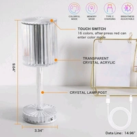 Crystal Diamond Table Lamp,Touch Control Below Lamp with Remote Control