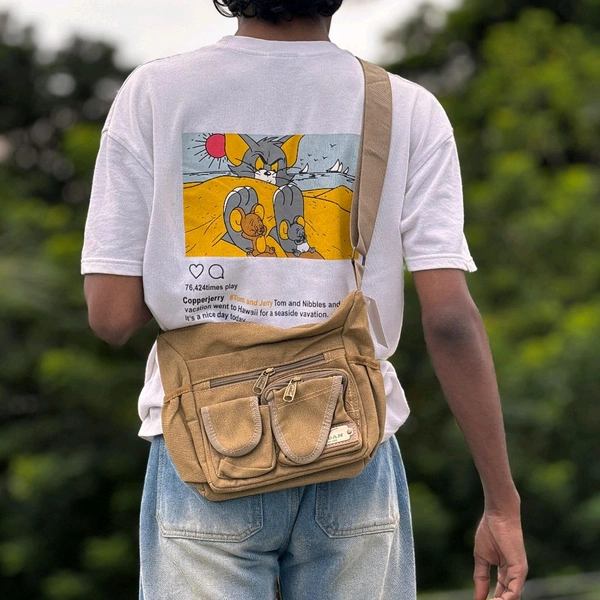 College Bag/Cross Bag, Denim Material with Belt | New Men's Leisure Crossbody Bag Multi functional Outdoor Shoulder Bag Waist Bag Fashion Small Body Bag Wearing Belt Hanging Bag - SRB1