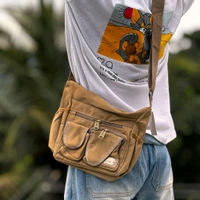 College Bag/Cross Bag, Denim Material with Belt | New Men's Leisure Crossbody Bag Multi functional Outdoor Shoulder Bag Waist Bag Fashion Small Body Bag Wearing Belt Hanging Bag - SRB1