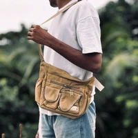 College Bag/Cross Bag, Denim Material with Belt | New Men's Leisure Crossbody Bag Multi functional Outdoor Shoulder Bag Waist Bag Fashion Small Body Bag Wearing Belt Hanging Bag - SRB1