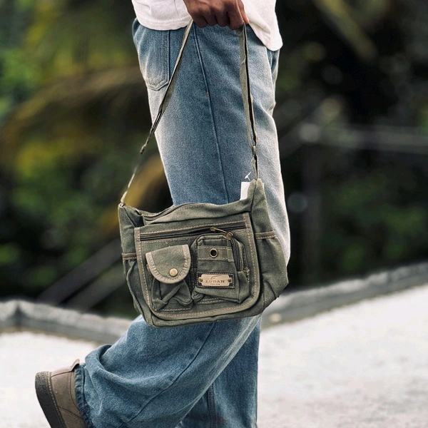 College Bag/Cross Bag, Denim Material with Belt | New Men's Leisure Crossbody Bag Multi functional Outdoor Shoulder Bag Waist Bag Fashion Small Body Bag Wearing Belt Hanging Bag - SRB2