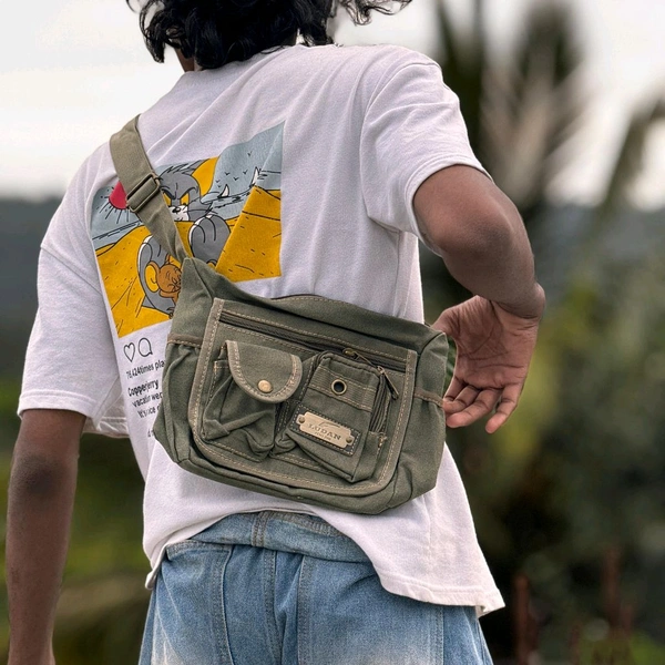 College Bag/Cross Bag, Denim Material with Belt | New Men's Leisure Crossbody Bag Multi functional Outdoor Shoulder Bag Waist Bag Fashion Small Body Bag Wearing Belt Hanging Bag - SRB2