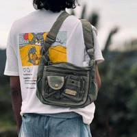College Bag/Cross Bag, Denim Material with Belt | New Men's Leisure Crossbody Bag Multi functional Outdoor Shoulder Bag Waist Bag Fashion Small Body Bag Wearing Belt Hanging Bag - SRB2