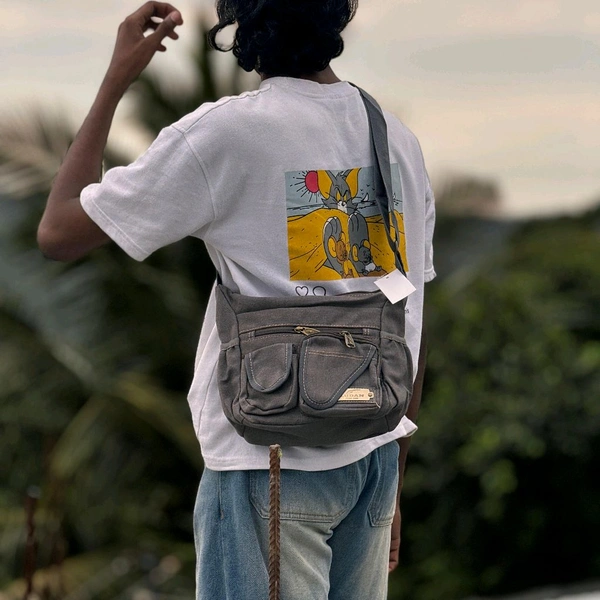 College Bag/Cross Bag, Denim Material with Belt | New Men's Leisure Crossbody Bag Multi functional Outdoor Shoulder Bag Waist Bag Fashion Small Body Bag Wearing Belt Hanging Bag - SRB3