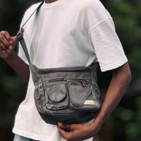College Bag/Cross Bag, Denim Material with Belt | New Men's Leisure Crossbody Bag Multi functional Outdoor Shoulder Bag Waist Bag Fashion Small Body Bag Wearing Belt Hanging Bag - SRB3