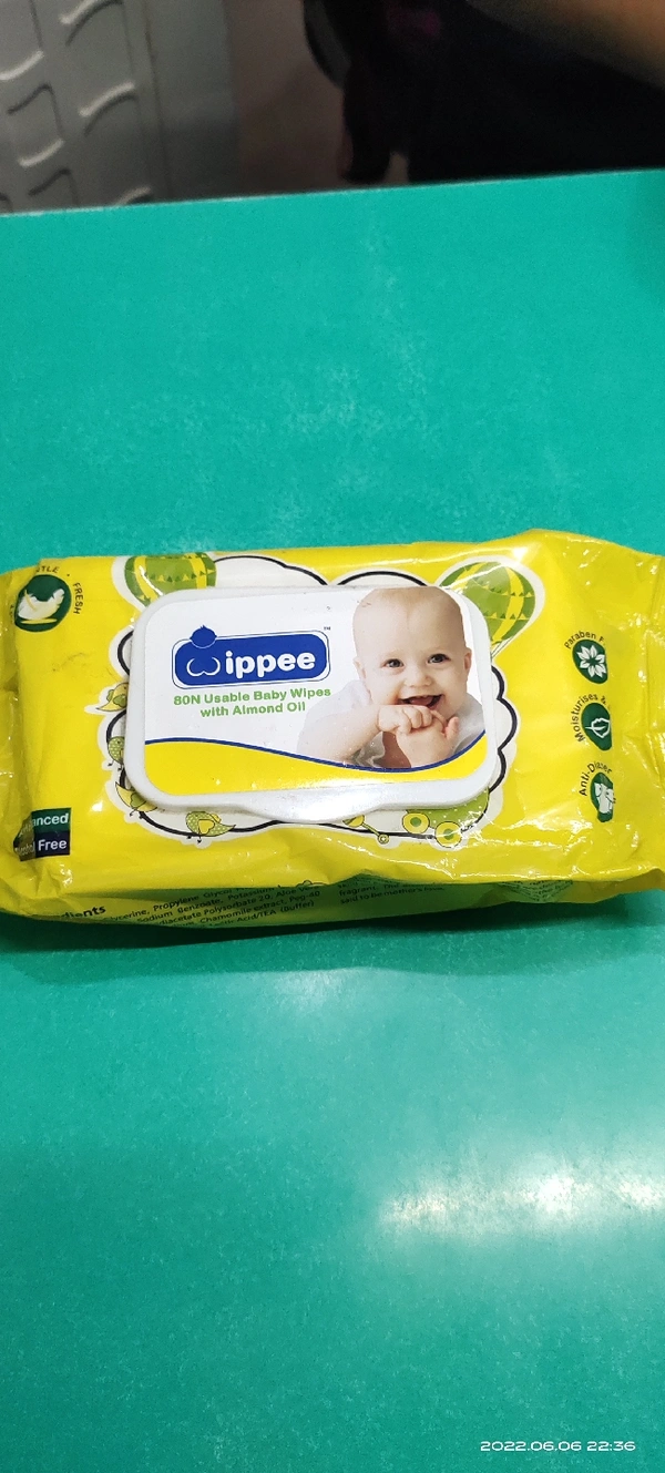 Wippee Baby Wipes Almond Oil - 80 Pieces