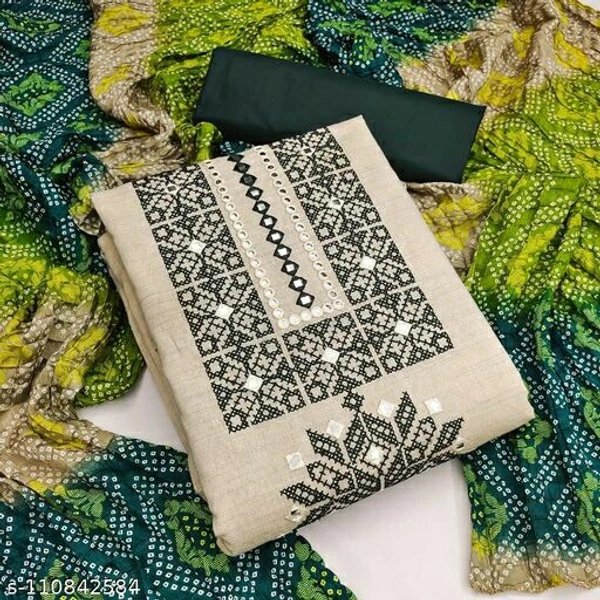 Top Khadi Cotton With Beautiful Mirror Work....... - Green Yellow Mix Colors, Un Stitched