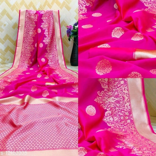 Pure Bright Red Colour Gold Toned Beautiful Trendy Banarasi Silk Woven Designer SareeName: Pure Bright Red Colour Gold Toned Beautiful Trendy Banarasi Silk Woven Designer SareeSaree Fabric: Banarasi SilkBlouse: Separate Blouse PieceBlouse Fabric: Banarasi SilkPattern: Zari WovenBlouse Pattern: Same as BorderMultipack: SingleSizes: Free Size (Saree Length Size: 5.5 m, Blouse Length  - Pink, Free Size