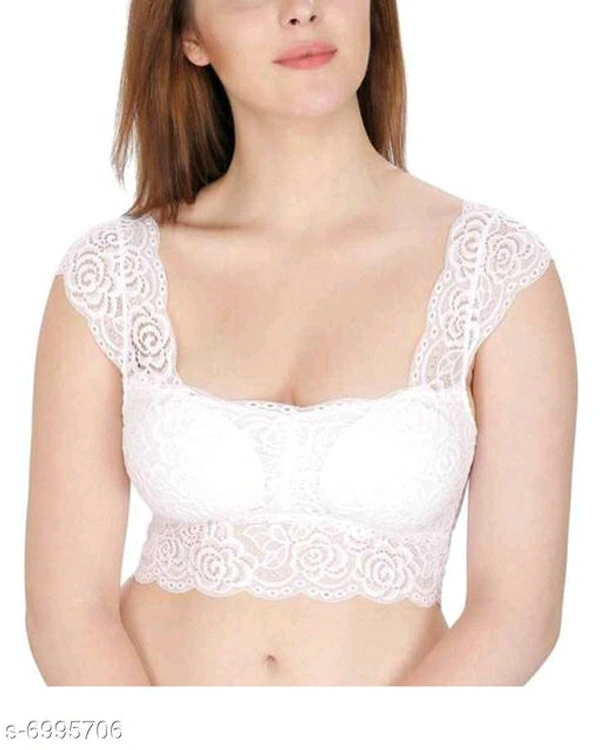 Women Lightly Padded Fully Lace BlouseName: Women Lightly Padded Fully Lace BlouseFabric: LaceSleeve Length: Short SleevesPattern: LaceNet  - White , 28